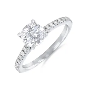 0-25ct Poppy Shoulder Set Round Brilliant Cut Diamond Solitaire Engagement Ring | Platinum