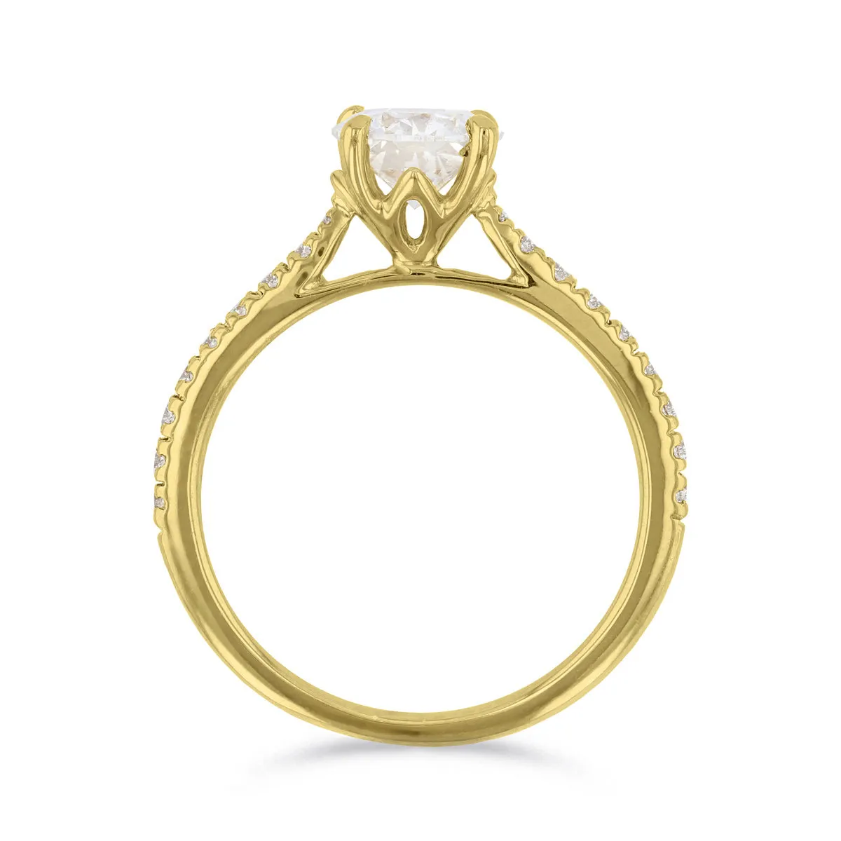 0-35ct Poppy Shoulder Set Round Brilliant Cut Diamond Solitaire Engagement Ring | 18ct-Yellow-Gold