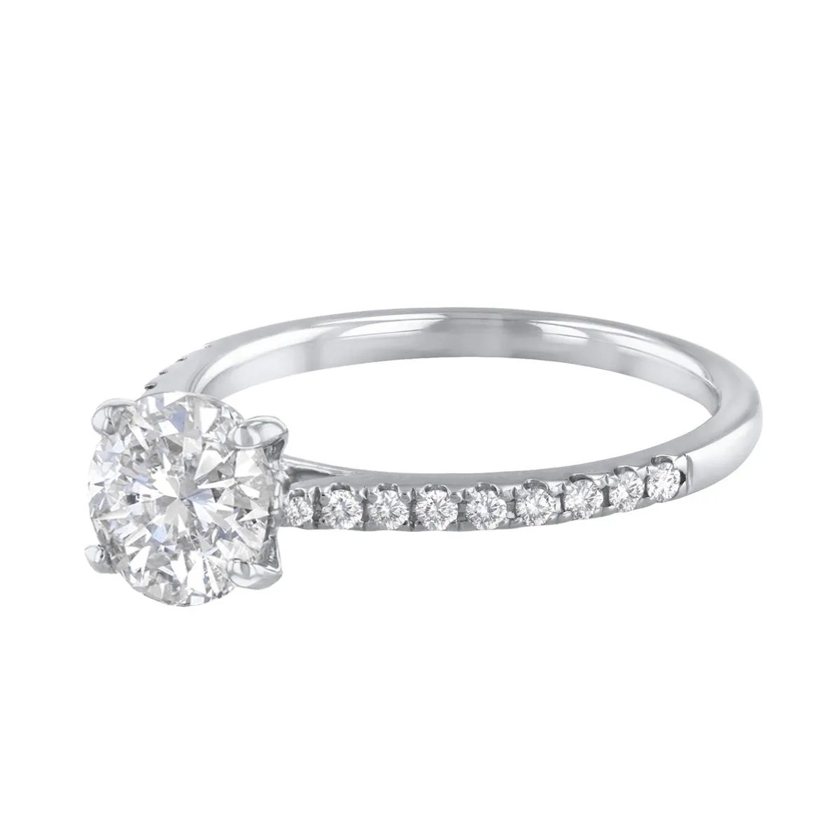 0-35ct Poppy Shoulder Set Round Brilliant Cut Diamond Solitaire Engagement Ring | Platinum