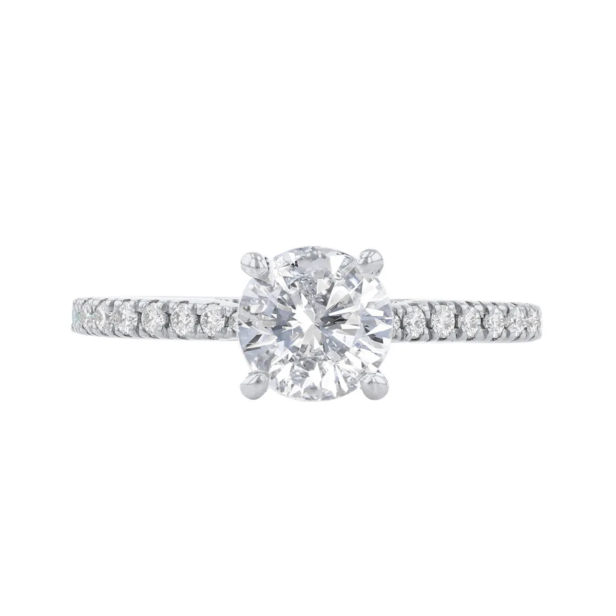 0-35ct Poppy Shoulder Set Round Brilliant Cut Diamond Solitaire Engagement Ring | Platinum