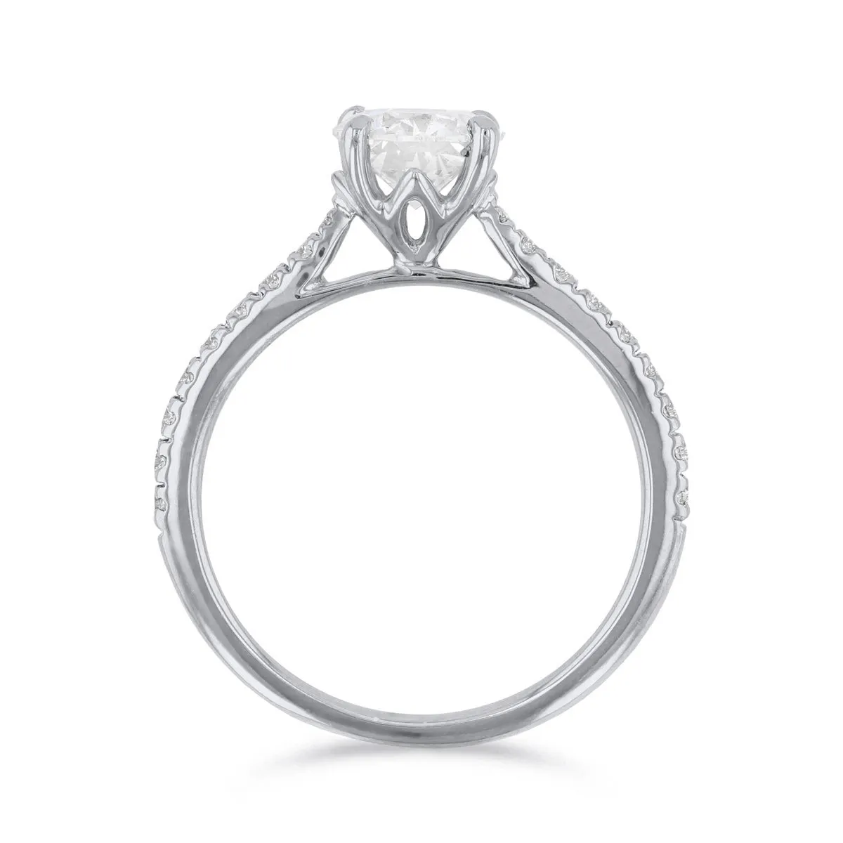 0-35ct Poppy Shoulder Set Round Brilliant Cut Diamond Solitaire Engagement Ring | Platinum
