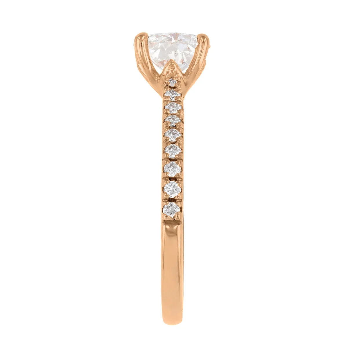 0-75ct Poppy Shoulder Set Round Brilliant Cut Diamond Solitaire Engagement Ring | 18ct-Rose-Gold