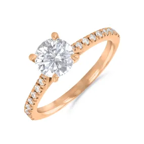 0-75ct Poppy Shoulder Set Round Brilliant Cut Diamond Solitaire Engagement Ring | 18ct-Rose-Gold