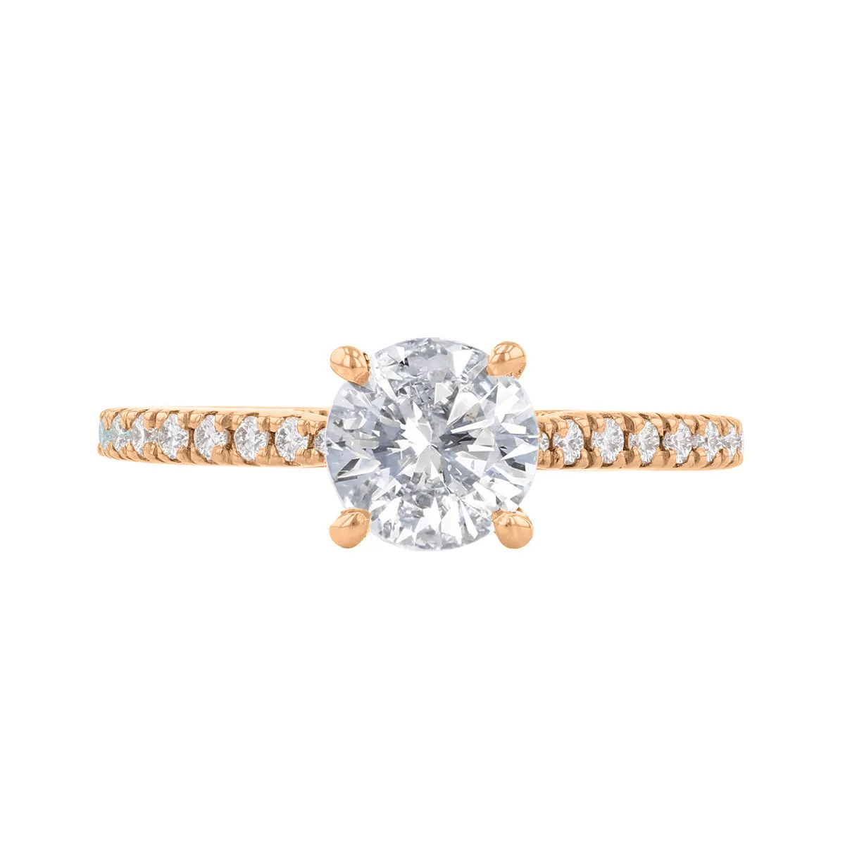 0-75ct Poppy Shoulder Set Round Brilliant Cut Diamond Solitaire Engagement Ring | 18ct-Rose-Gold