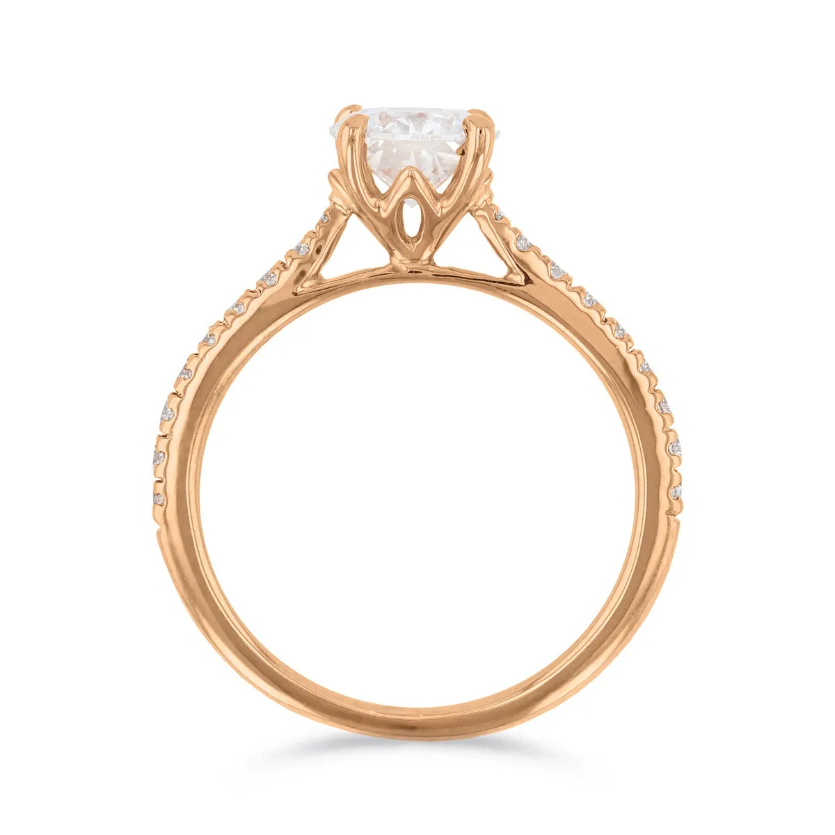 0-75ct Poppy Shoulder Set Round Brilliant Cut Diamond Solitaire Engagement Ring | 18ct-Rose-Gold