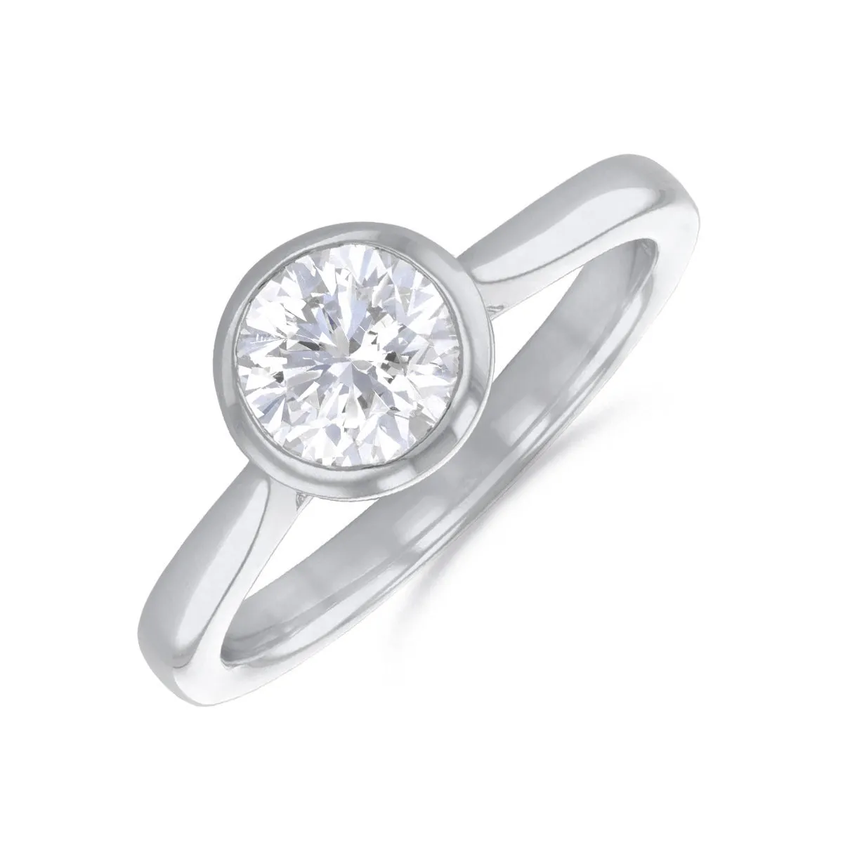 0.25ct Cleo Bezel Set Round Brilliant Cut Diamond Solitaire Engagement Ring | Platinum