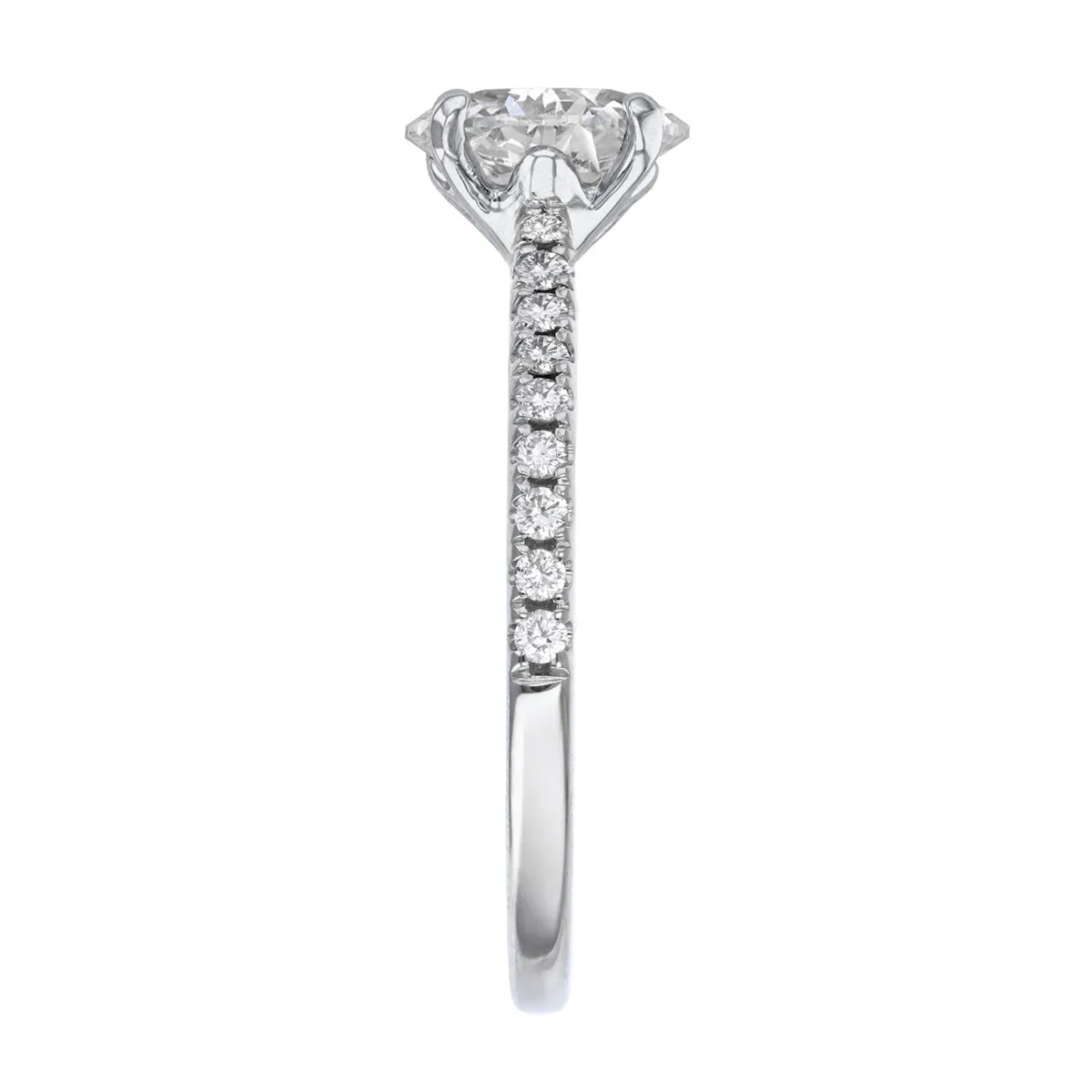 0.50ct Poppy Shoulder Set Oval Cut Diamond Solitaire Engagement Ring | 18ct White Gold