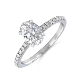 0.50ct Poppy Shoulder Set Oval Cut Diamond Solitaire Engagement Ring | 18ct White Gold