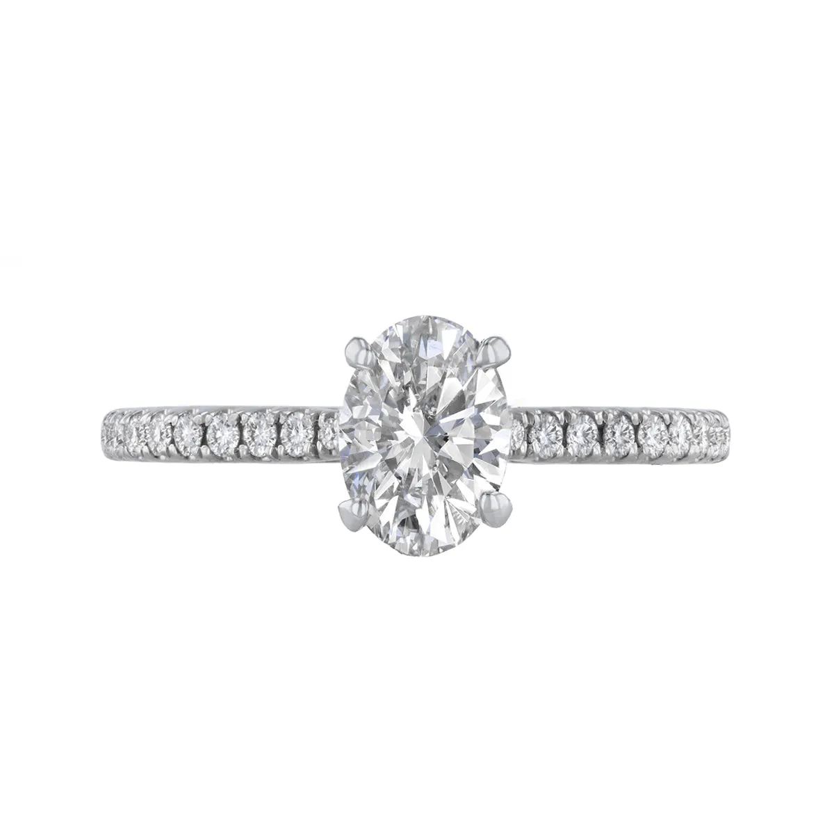 0.50ct Poppy Shoulder Set Oval Cut Diamond Solitaire Engagement Ring | 18ct White Gold