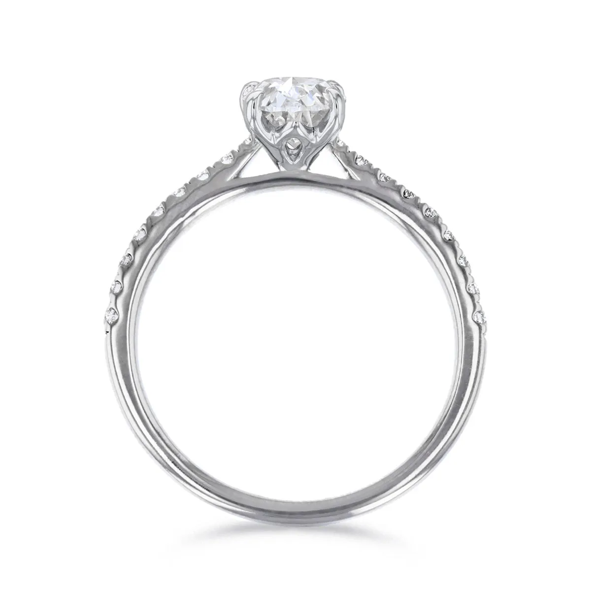 0.50ct Poppy Shoulder Set Oval Cut Diamond Solitaire Engagement Ring | 18ct White Gold