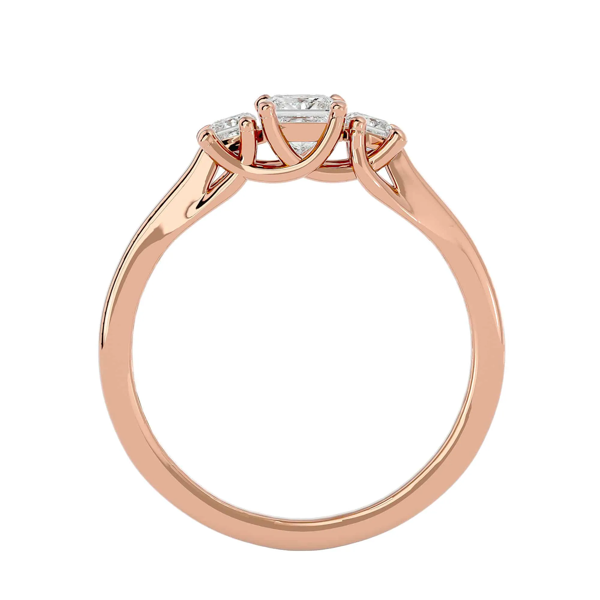 0.59ct Princess Cut Trilogy Engagement Ring