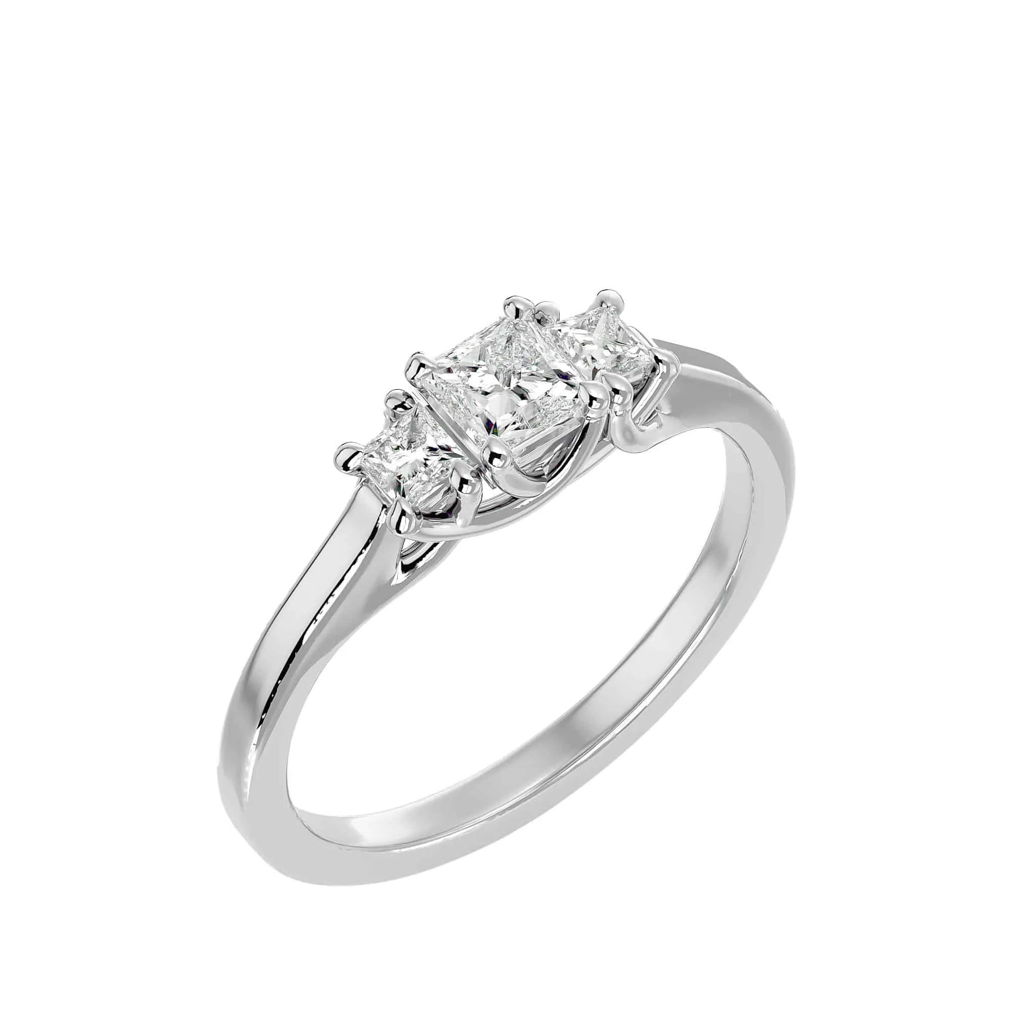 0.59ct Princess Cut Trilogy Engagement Ring