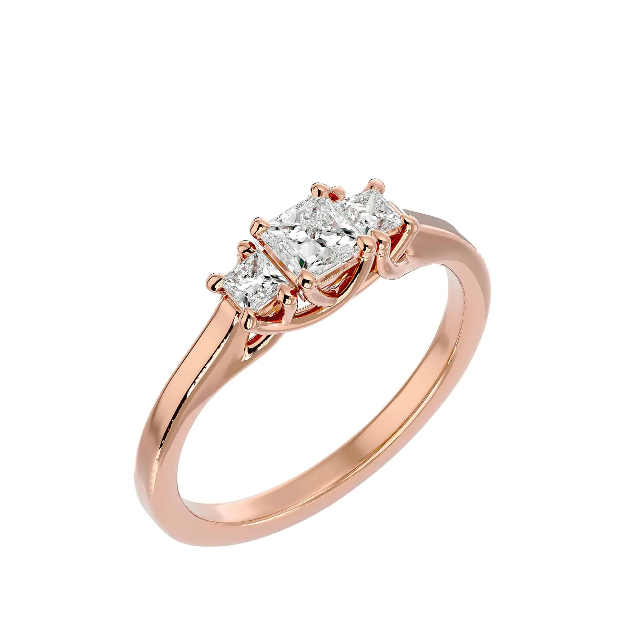 0.59ct Princess Cut Trilogy Engagement Ring