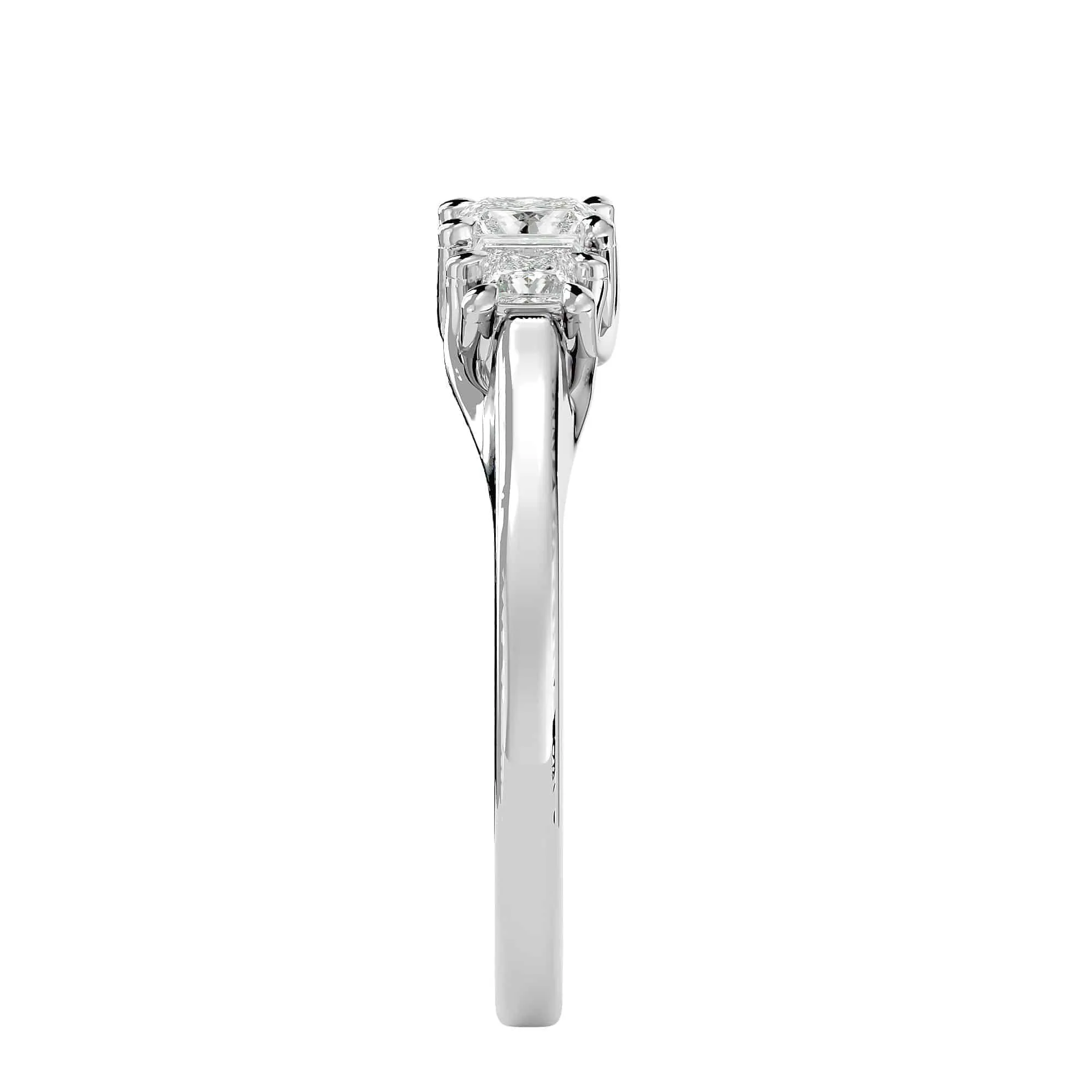 0.59ct Princess Cut Trilogy Engagement Ring
