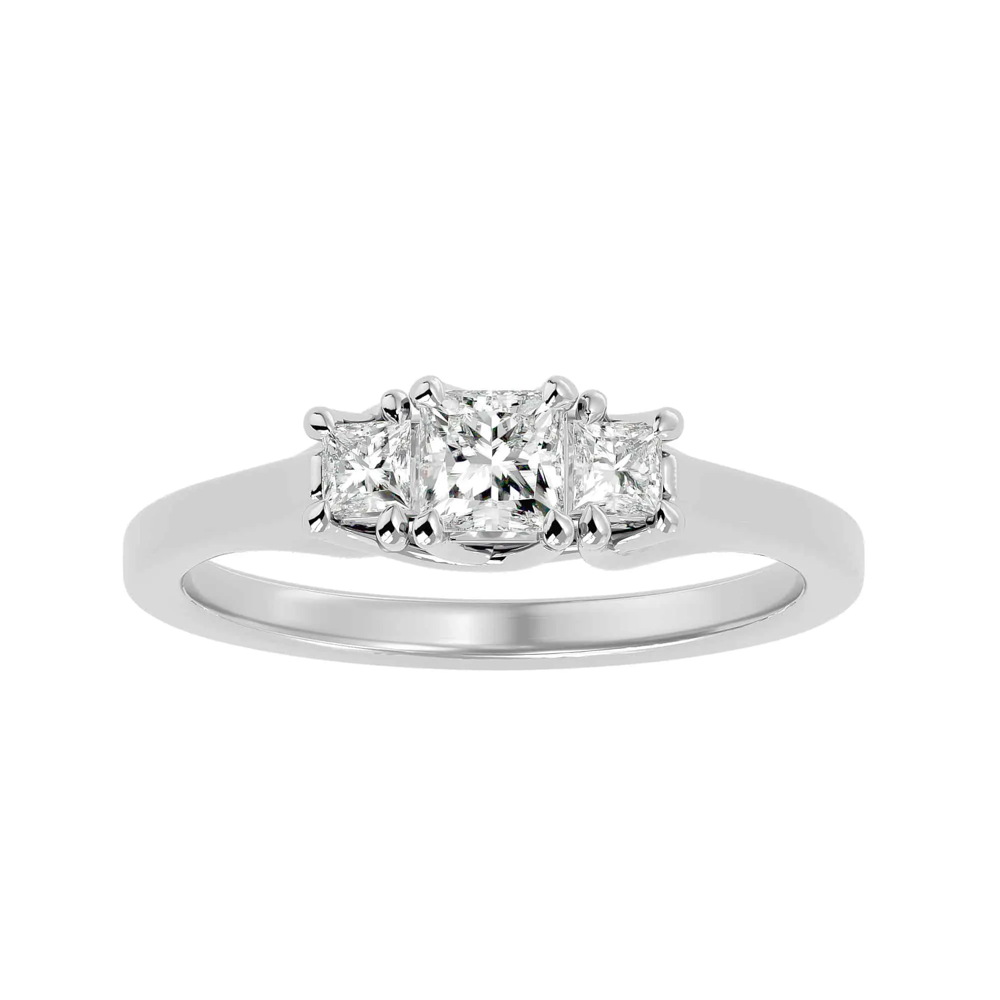 0.59ct Princess Cut Trilogy Engagement Ring