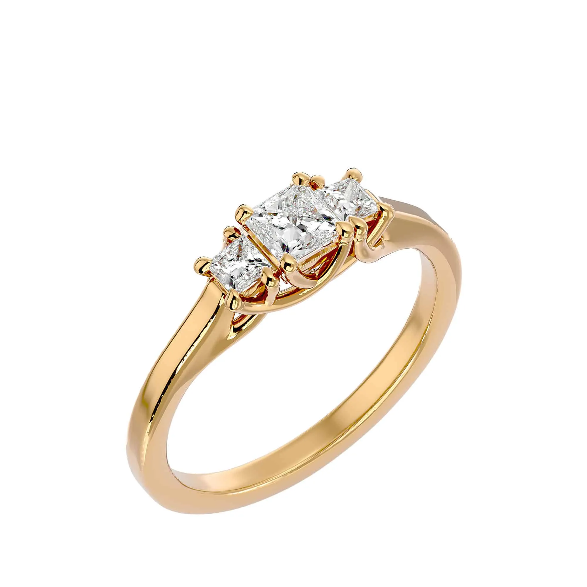 0.59ct Princess Cut Trilogy Engagement Ring
