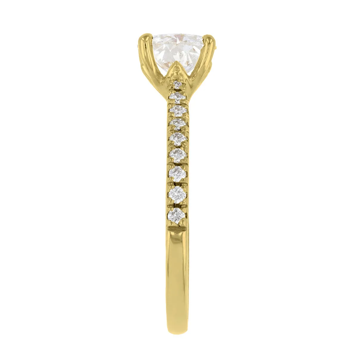 1-50ct Poppy Shoulder Set Round Brilliant Cut Diamond Solitaire Engagement Ring | 18ct-Yellow-Gold