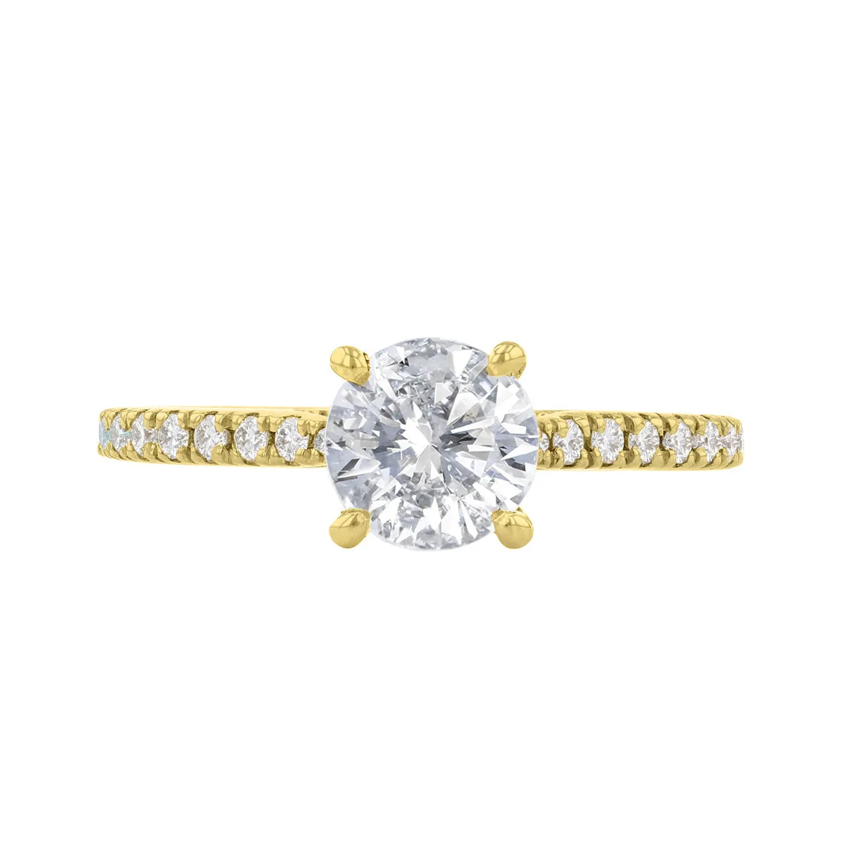 1-50ct Poppy Shoulder Set Round Brilliant Cut Diamond Solitaire Engagement Ring | 18ct-Yellow-Gold