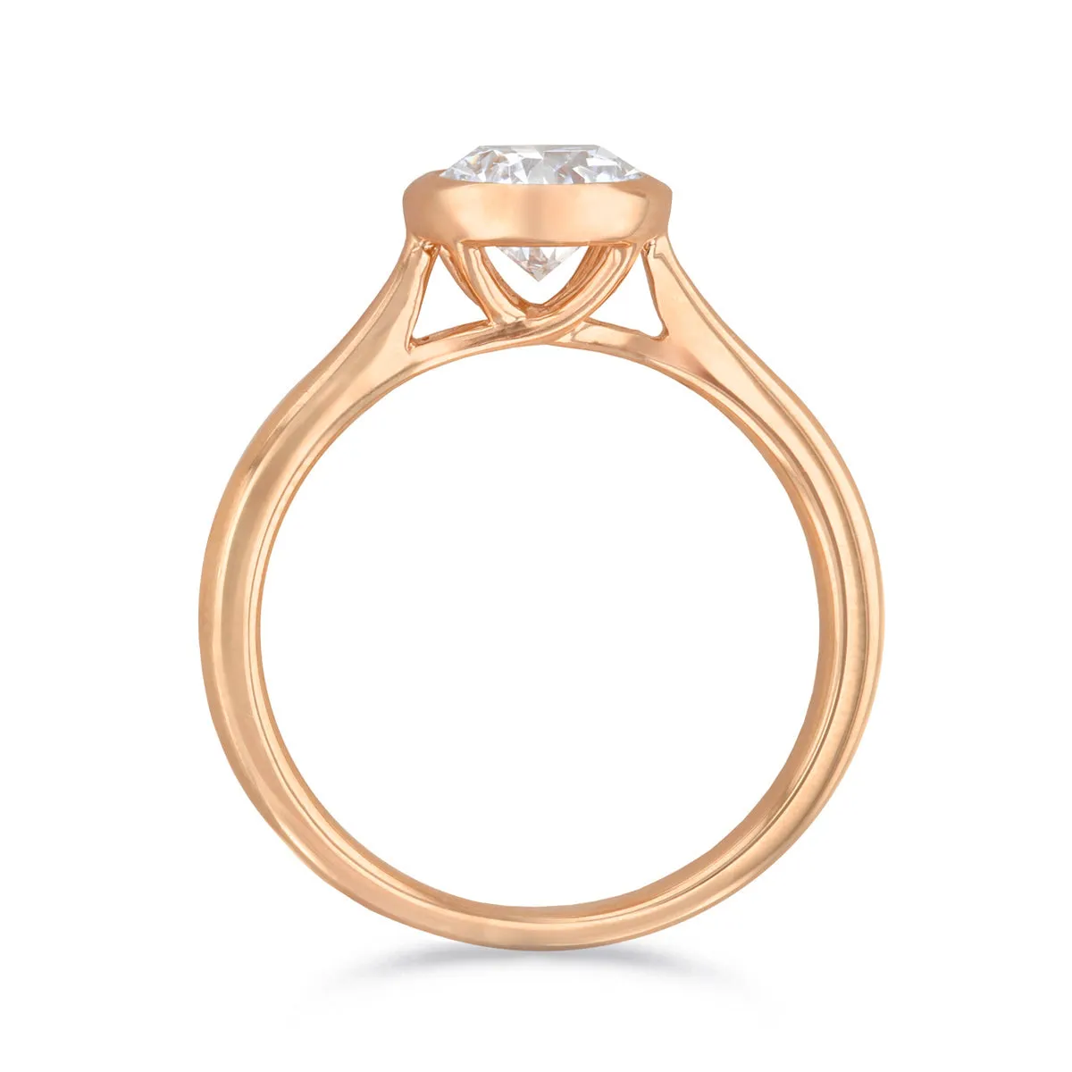 1.00ct Cleo Bezel Set Round Brilliant Cut Diamond Solitaire Engagement Ring | 18ct Rose Gold