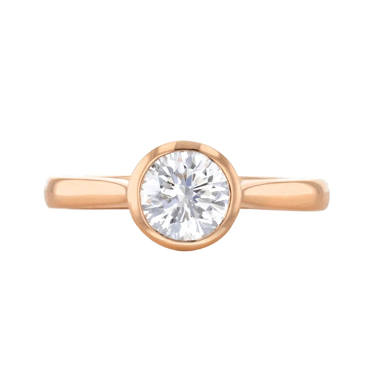 1.00ct Cleo Bezel Set Round Brilliant Cut Diamond Solitaire Engagement Ring | 18ct Rose Gold