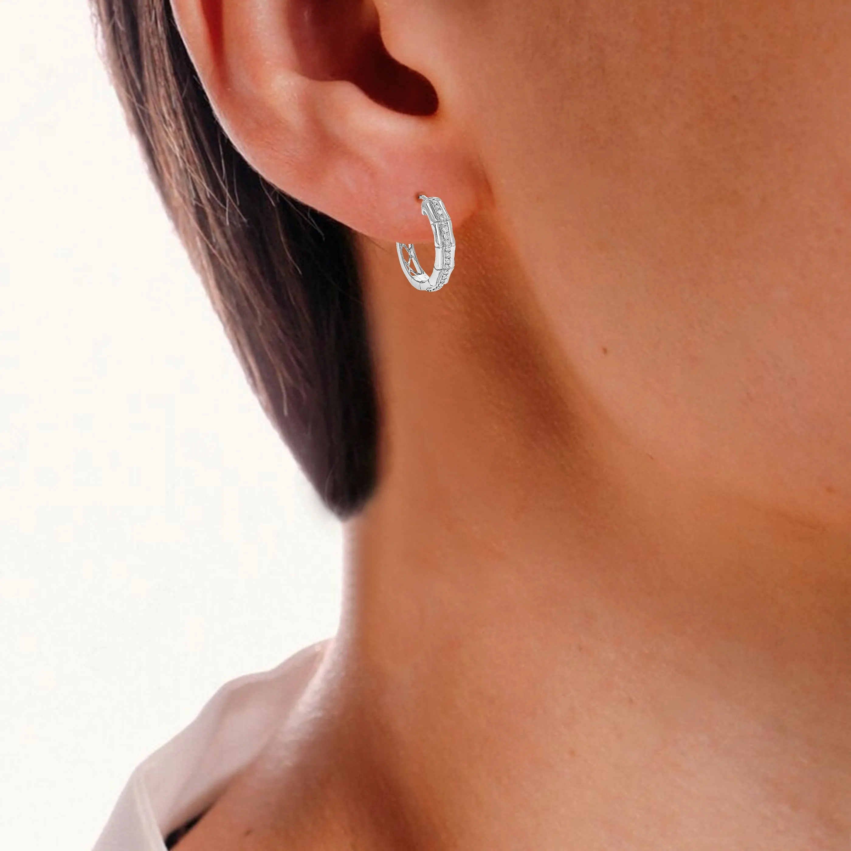 1/2 cttw Lab Grown Round Diamond Hoop Earrings in Sterling Silver