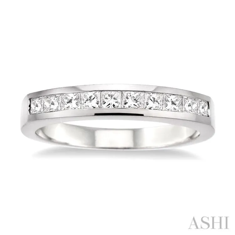 1/2 Ctw Princess Cut Diamond Wedding Band in 14K White Gold