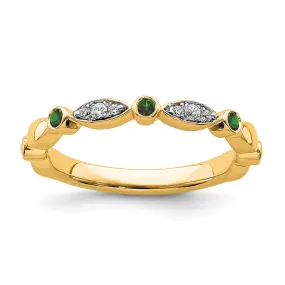 14k Stackable Expressions Created Emerald and Diamond Ring | SK2089