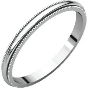 14K White 2mm Milgrain Band