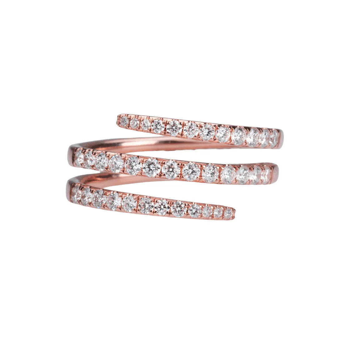 18K Gold Stretch Gold and Diamond Wrap Around Ring