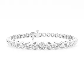 7.00 Carat tw Beautiful White Gold Round Brilliant Cut Shiny  Diamond Ladies Tennis Bracelet.Secure Double Clasp.