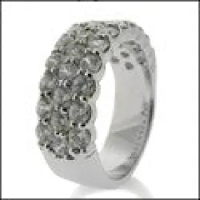 7MM Wide Wedding Band 2 TCW Round Stone Cubic Zirconia Share Prongs 14K White Gold