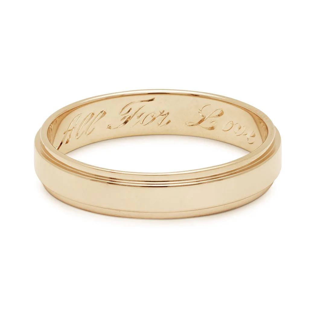 All For Love Flat Edge Band - 14k Gold, 4mm