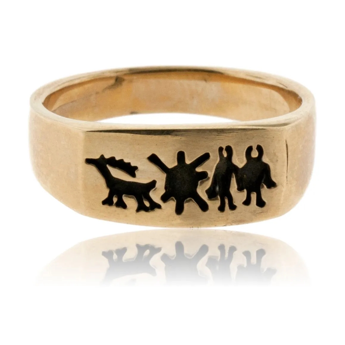 Animal, Sun, Man Petroglyph Ring