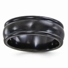 Black Titanium Triple Domed 8mm Wedding Band Ring
