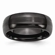 Ceramic Black 8mm Brushed and Polished Wedding Band Ring