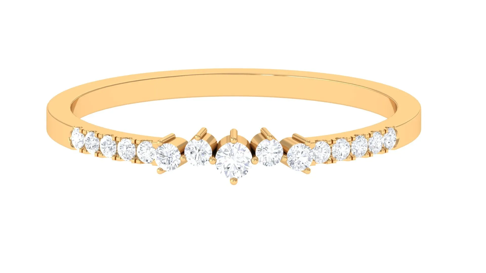 Certified Natural Diamond Half Eternity Stackable Ring