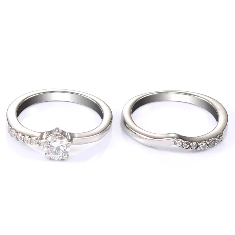 Chic Titanium Steel Women's Ring Set - Personalized Simple Stainless Steel Jewelry for Everyday Style