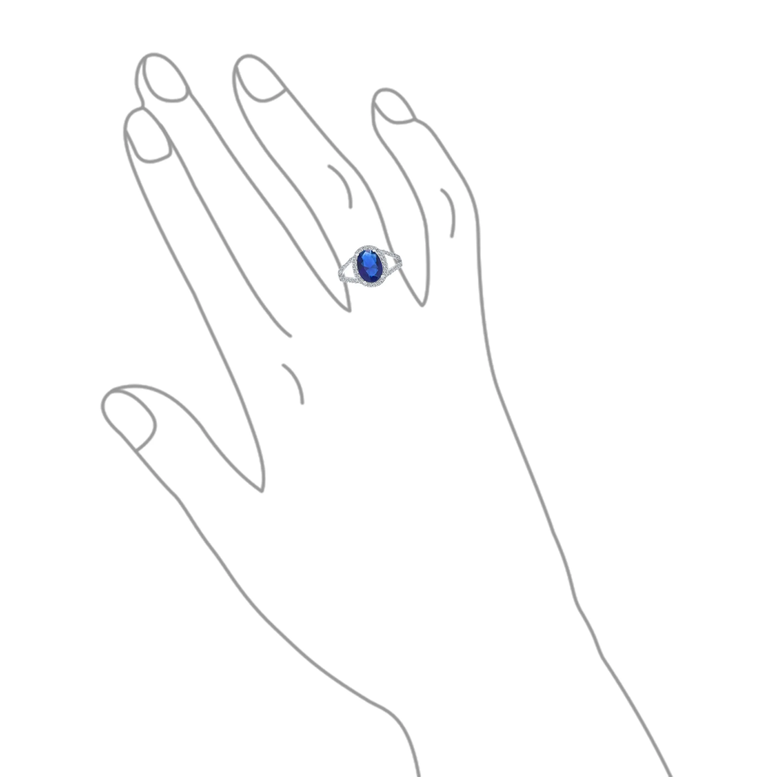 Classic Cocktail Statement Ring with 10CT CZ Royal Blue Sapphire Halo Design