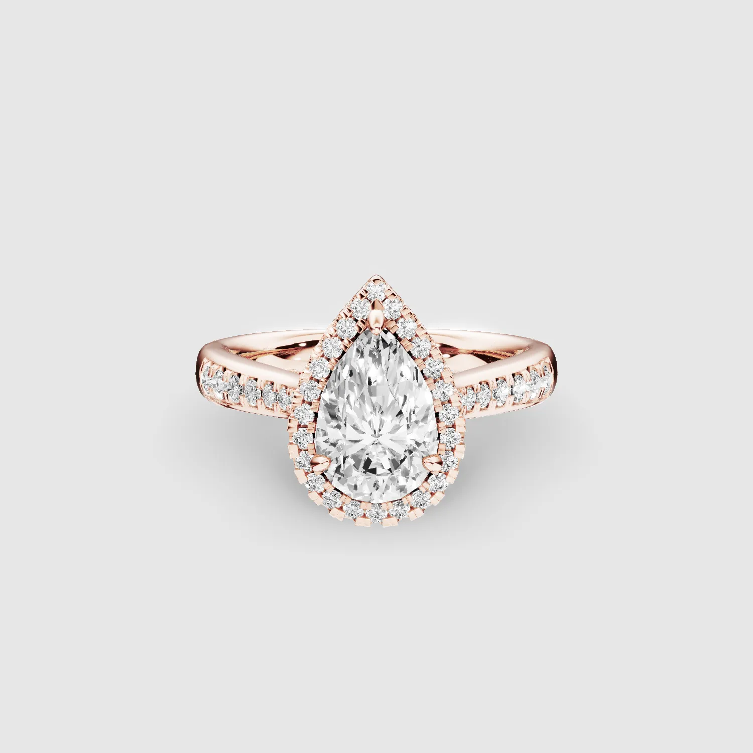Cross Bridge Halo Tapering Solitaire Ring-Pear