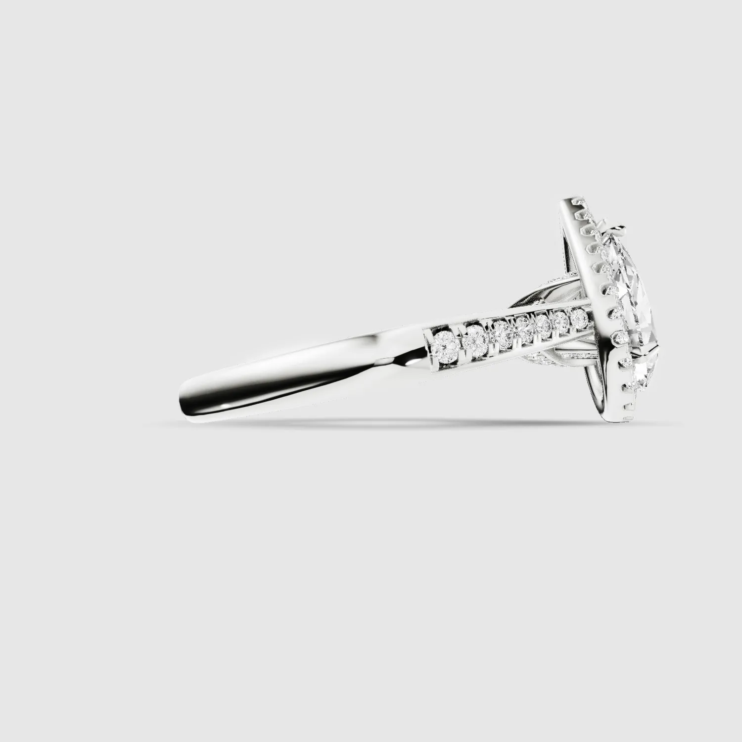 Cross Bridge Halo Tapering Solitaire Ring-Pear