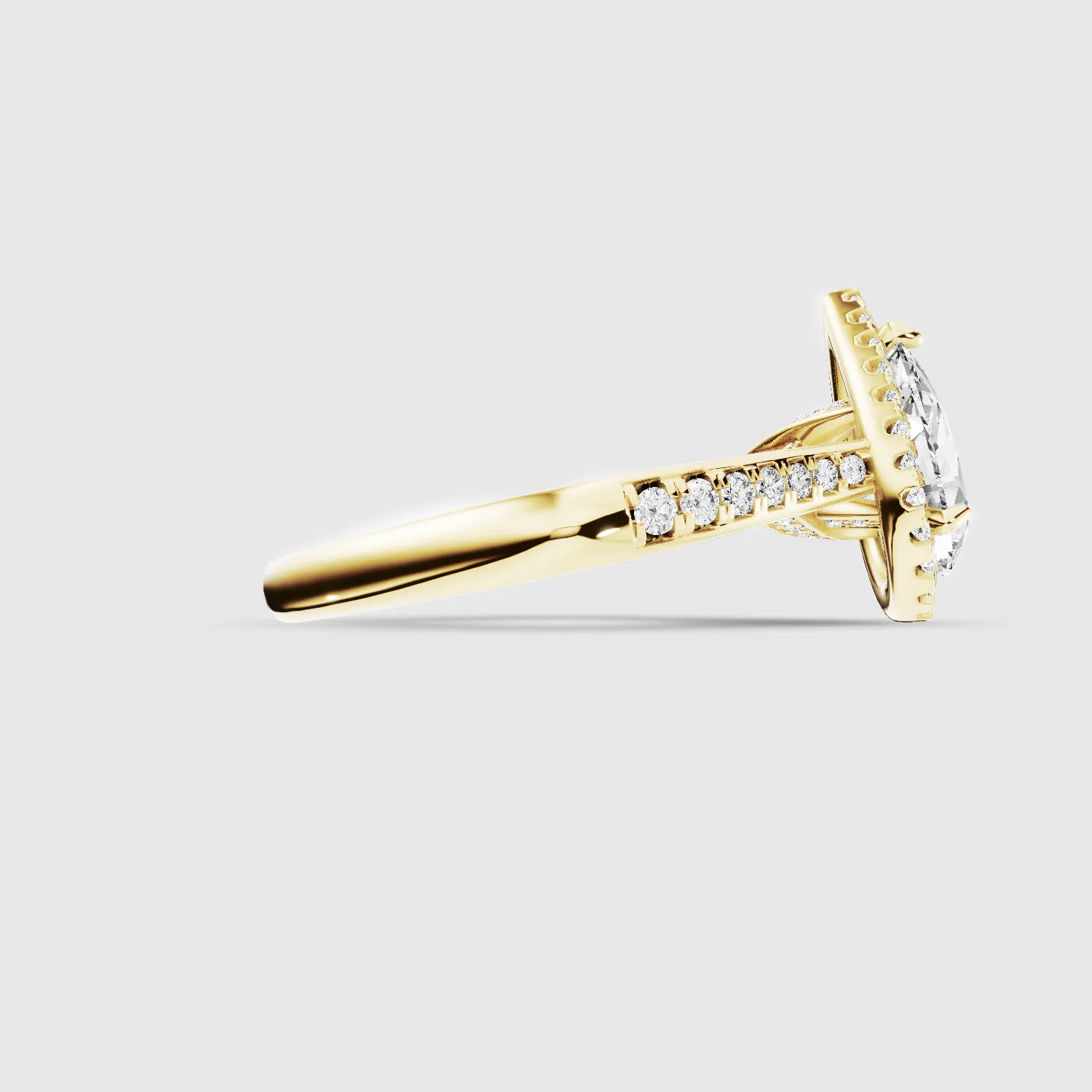 Cross Bridge Halo Tapering Solitaire Ring-Pear