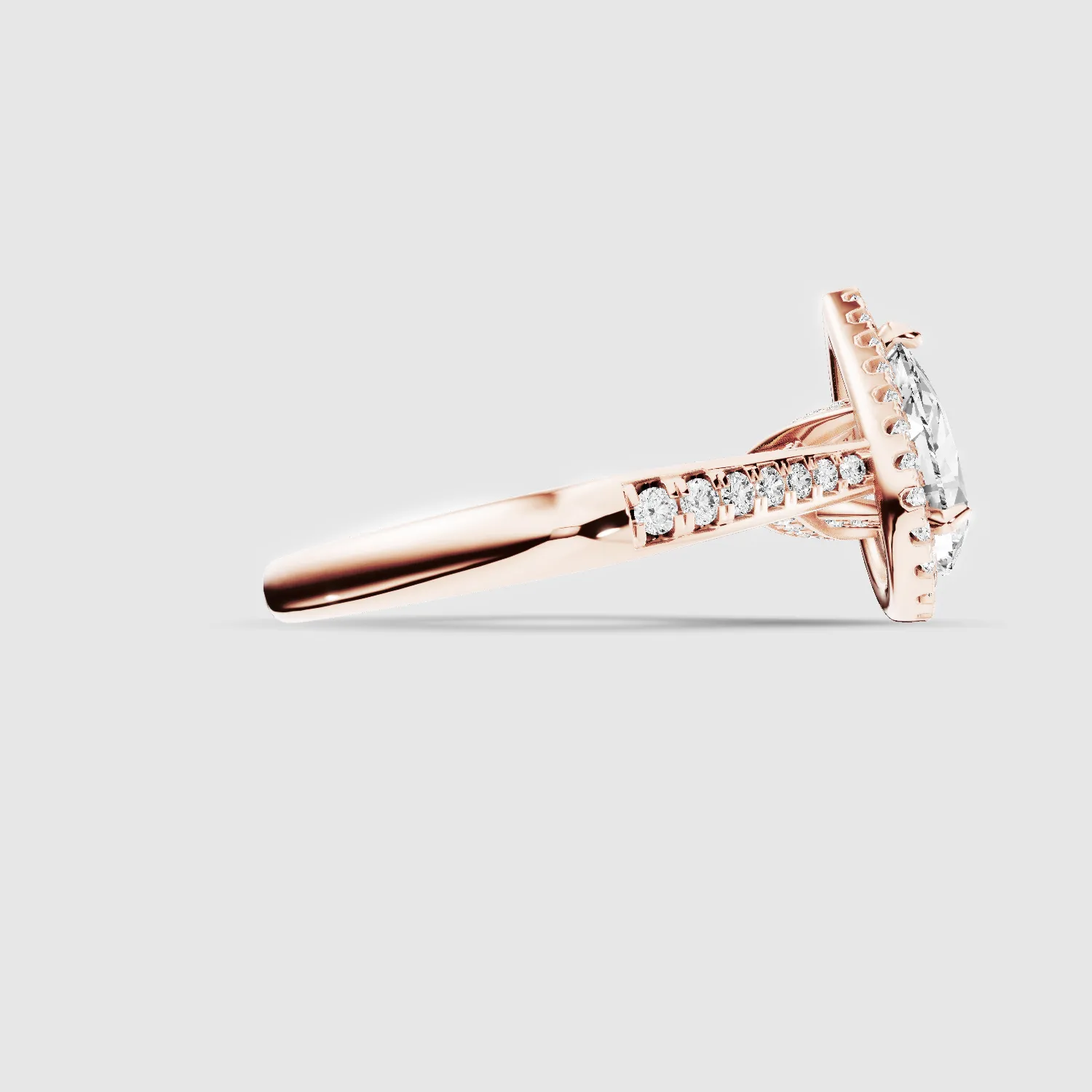 Cross Bridge Halo Tapering Solitaire Ring-Pear