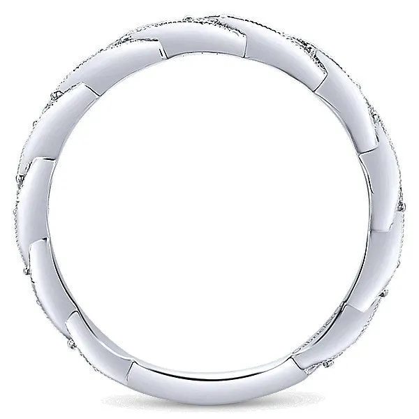 Crossover Design Stackable Diamond Ring 14K White Gold