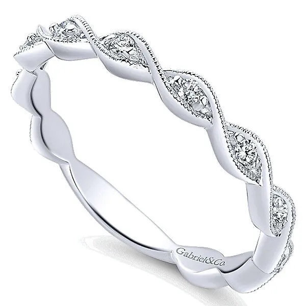 Crossover Design Stackable Diamond Ring 14K White Gold