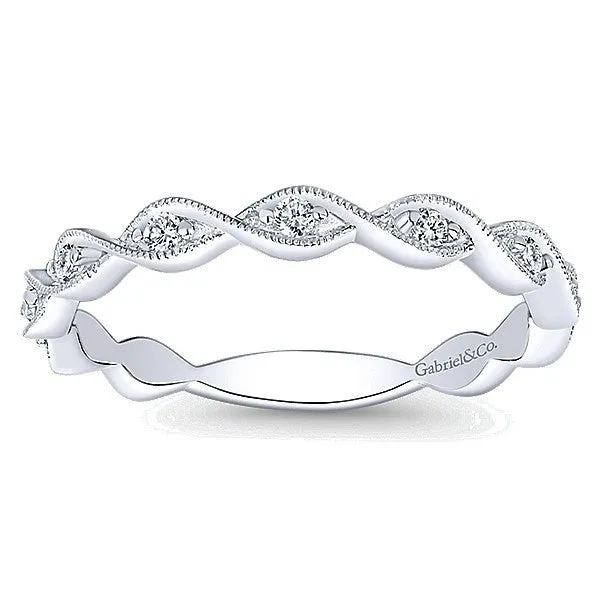 Crossover Design Stackable Diamond Ring 14K White Gold