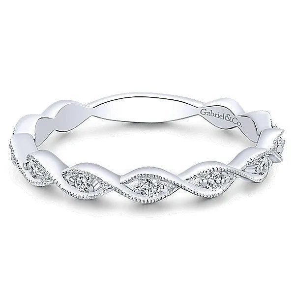 Crossover Design Stackable Diamond Ring 14K White Gold