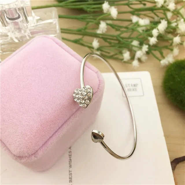 Crystal Double Heart Bow Bracelets