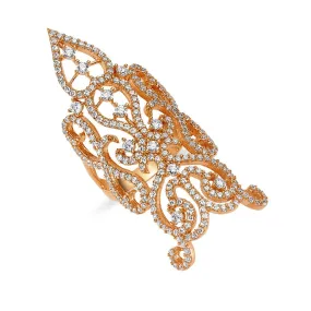 Dainty Diana Silver Long Full Finger Ring in Rose Gold
