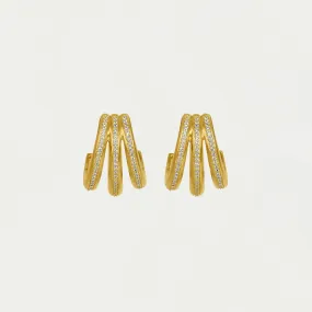 Dauphine Pave Hoop Earrings - White Topaz/Gold