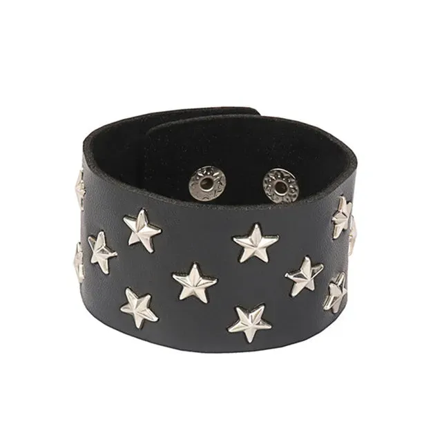 DIEZI Punk PU Leather Goth Wrap Bracelets